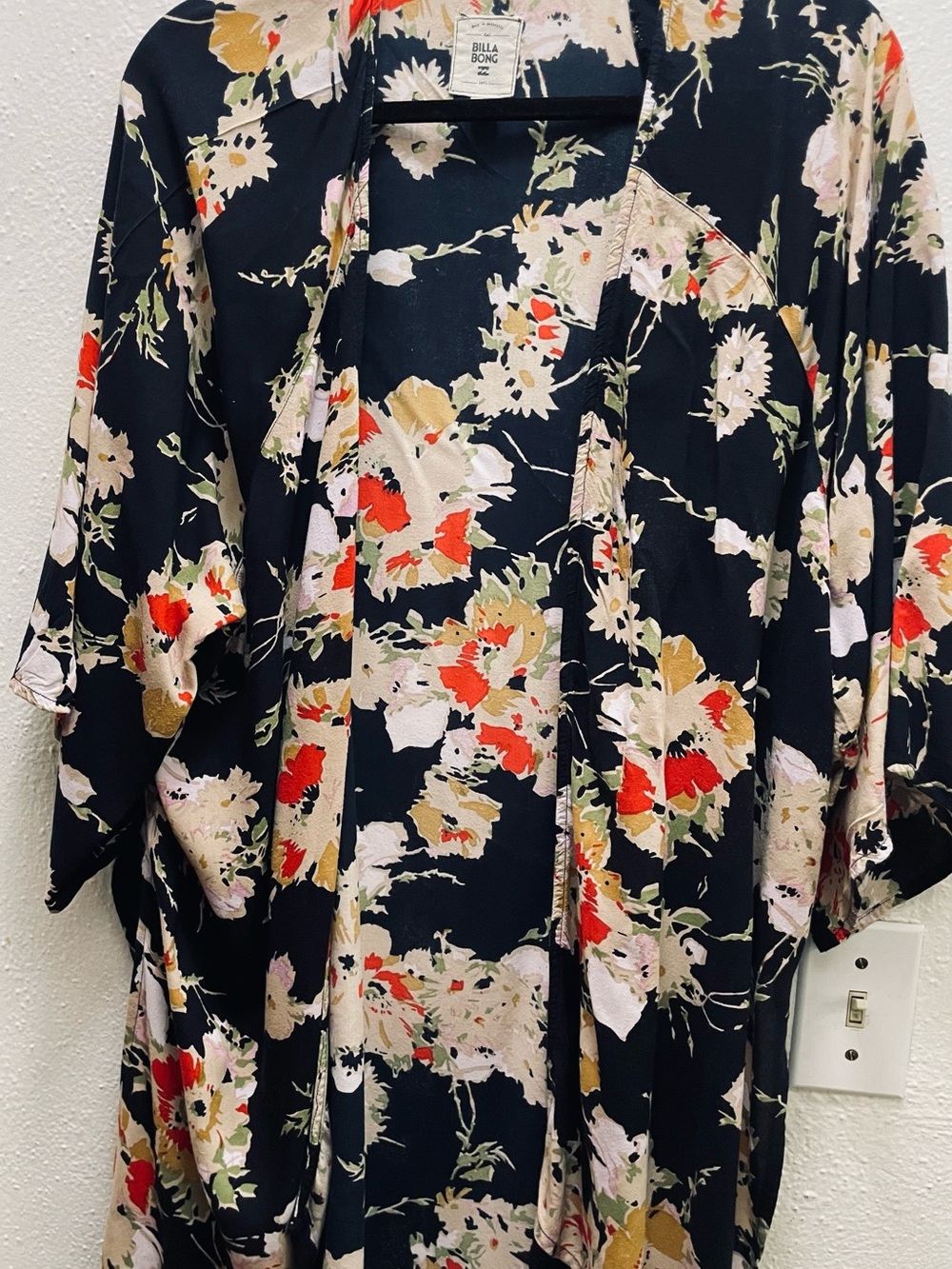 Billabong Navy Floral Open-Front Kimono